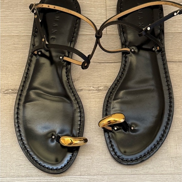 Elegant Black Leather Sandals Amanu - Picture 6 of 11